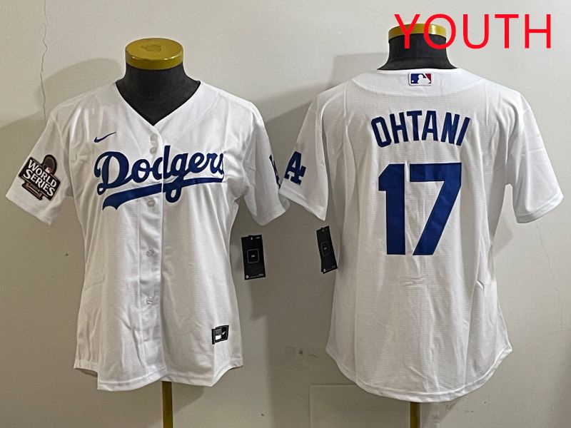 Youth Los Angeles Dodgers #17 Ohtani White Game 2025 Nike MLB Jersey style 3181->youth mlb jersey->Youth Jersey